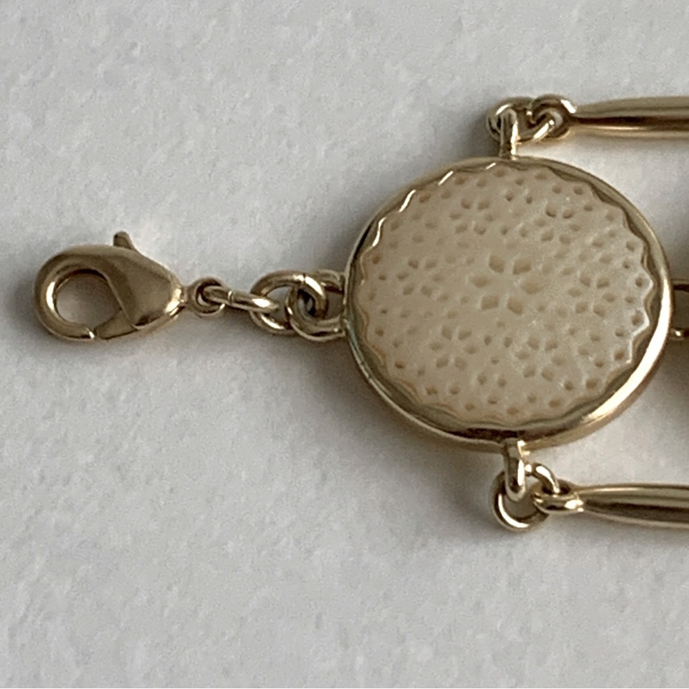 Gold & Silver Bracelet Lot 3 Pieces Cuff Medallion Beaded Wrap - Picture 14 of 17